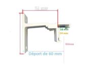 Support pour rail rideau 24x16 avec déport 60 mm